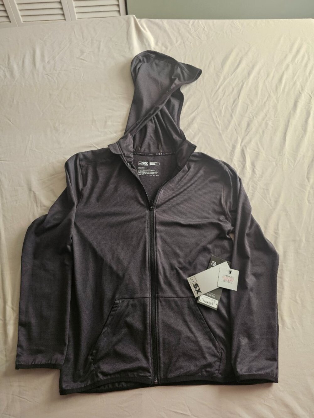 MSX by Michael Strahan Mens L Charcoal Gray Full Zip Active Hoodie Jacket NWT